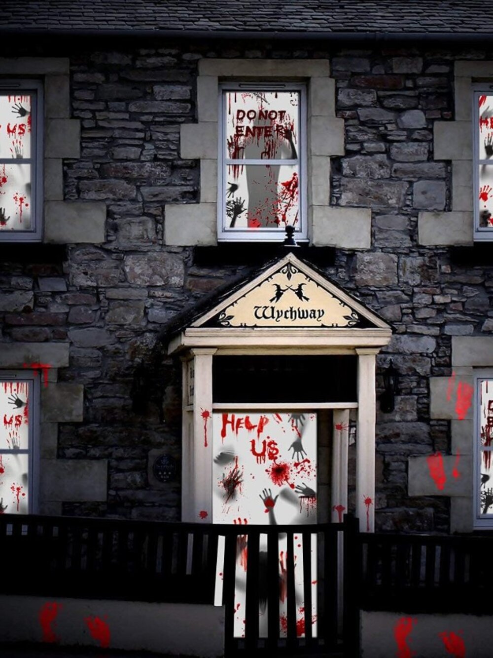 Halloween Giant Bloody Handprint Decorations, 3 PCS Halloween Door Cover Window - Picture 2 of 7